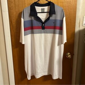 Calloway Men’s Opti-Dri White and Blue Golf Polo Shirt
